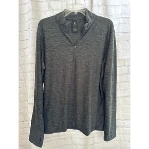 KYODAN Pullover Activewear Running Top 1/4 Zip Long Sleeve Gray Large